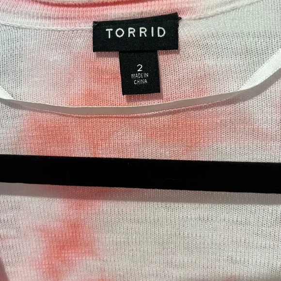 Torrid pink and White Tie-Dye Boyfriend Cardigan - Picture 3 of 6